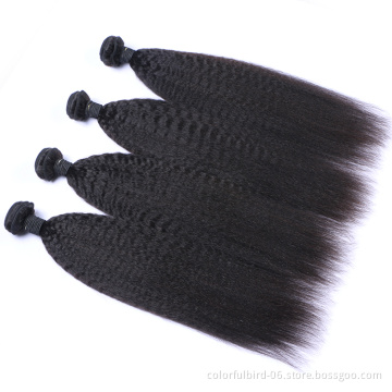 Top Selling Remy Virgin Afro Yaki Hair kinky Straight Hair Cuticle Aligned Indian Hair 13*4 frontal Kinky Straight